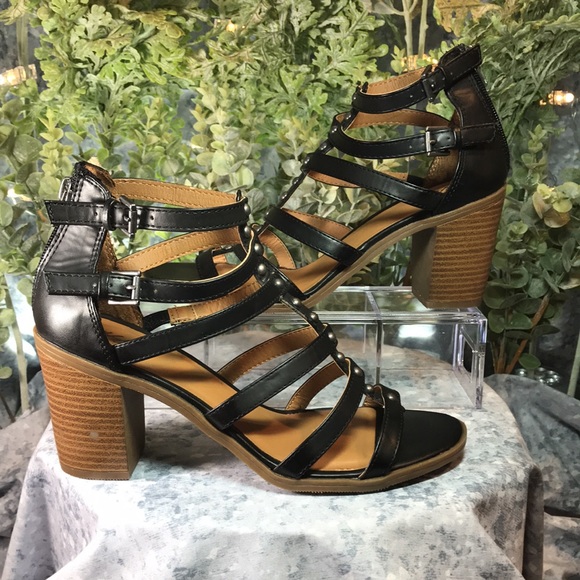 Mossimo Women’s 8.5 Black Banded Opened Up 3.25” Block Heel Zip-Up Sandals ☀️ - Picture 5 of 14